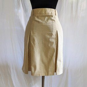 Zara Basic Light Cream Checkered Plated Skirt Size 6 Women's